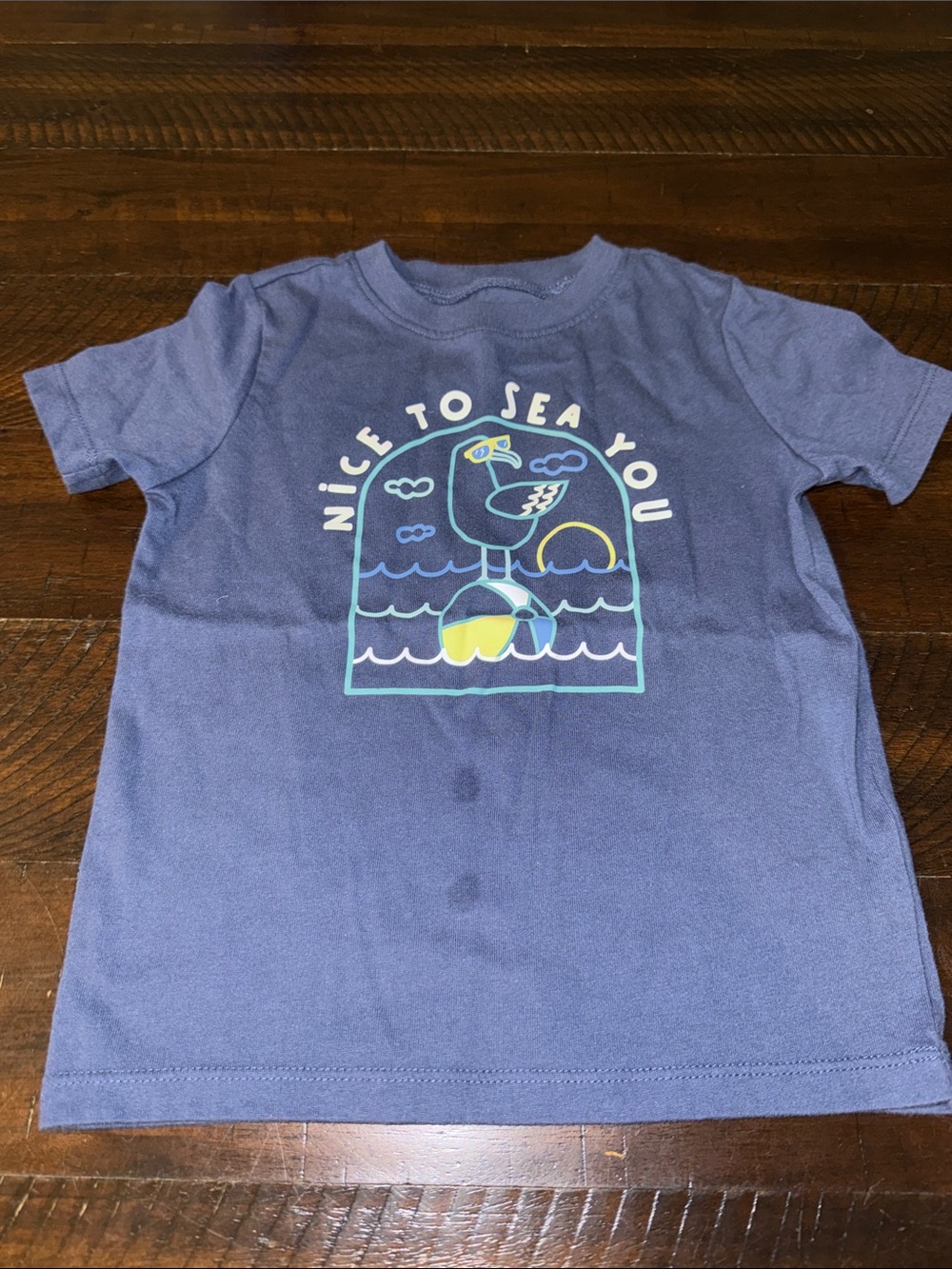 Kids' Navy Short-Sleeve Graphic Tee - "Nice to Sea You"